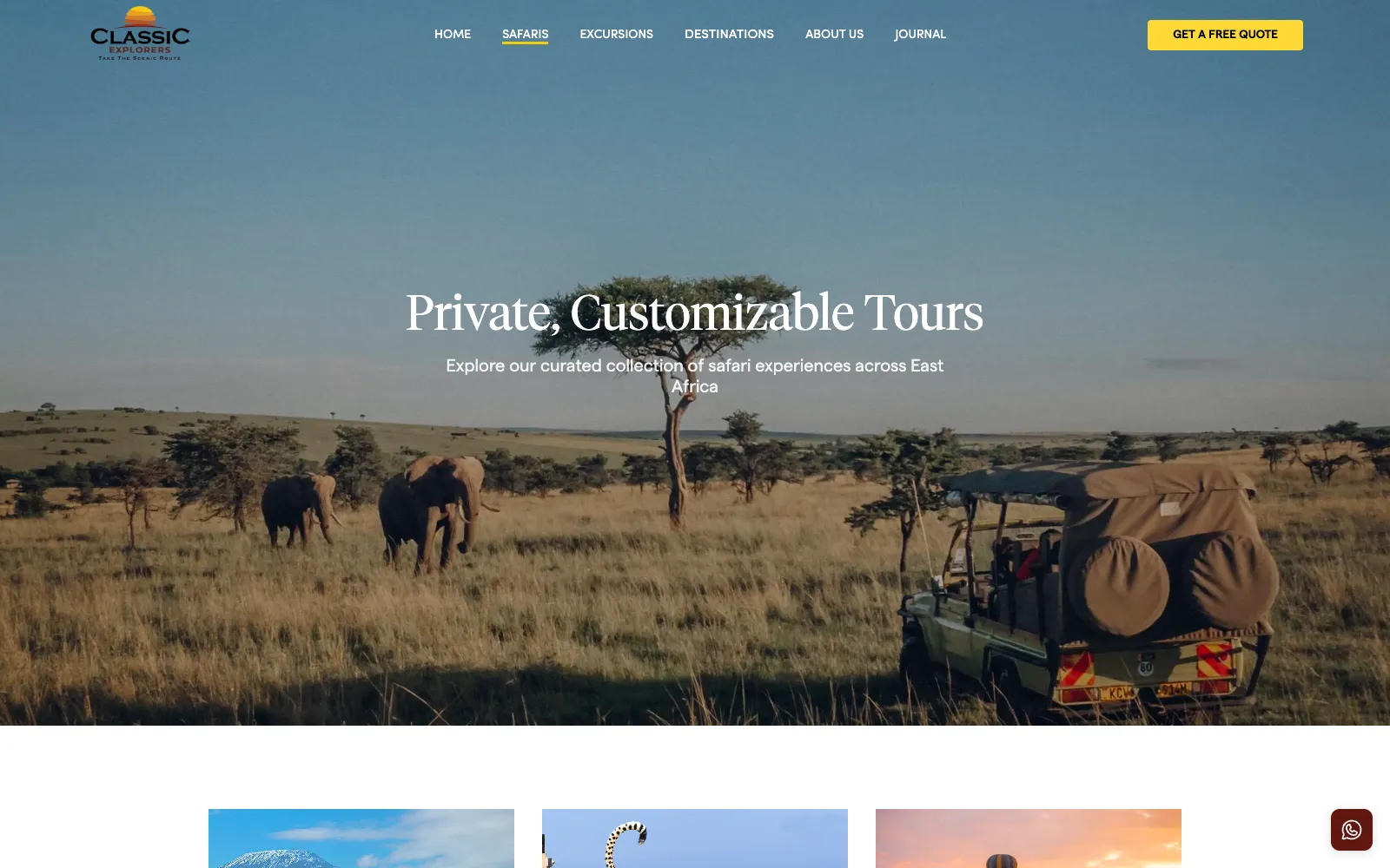 Safaris page