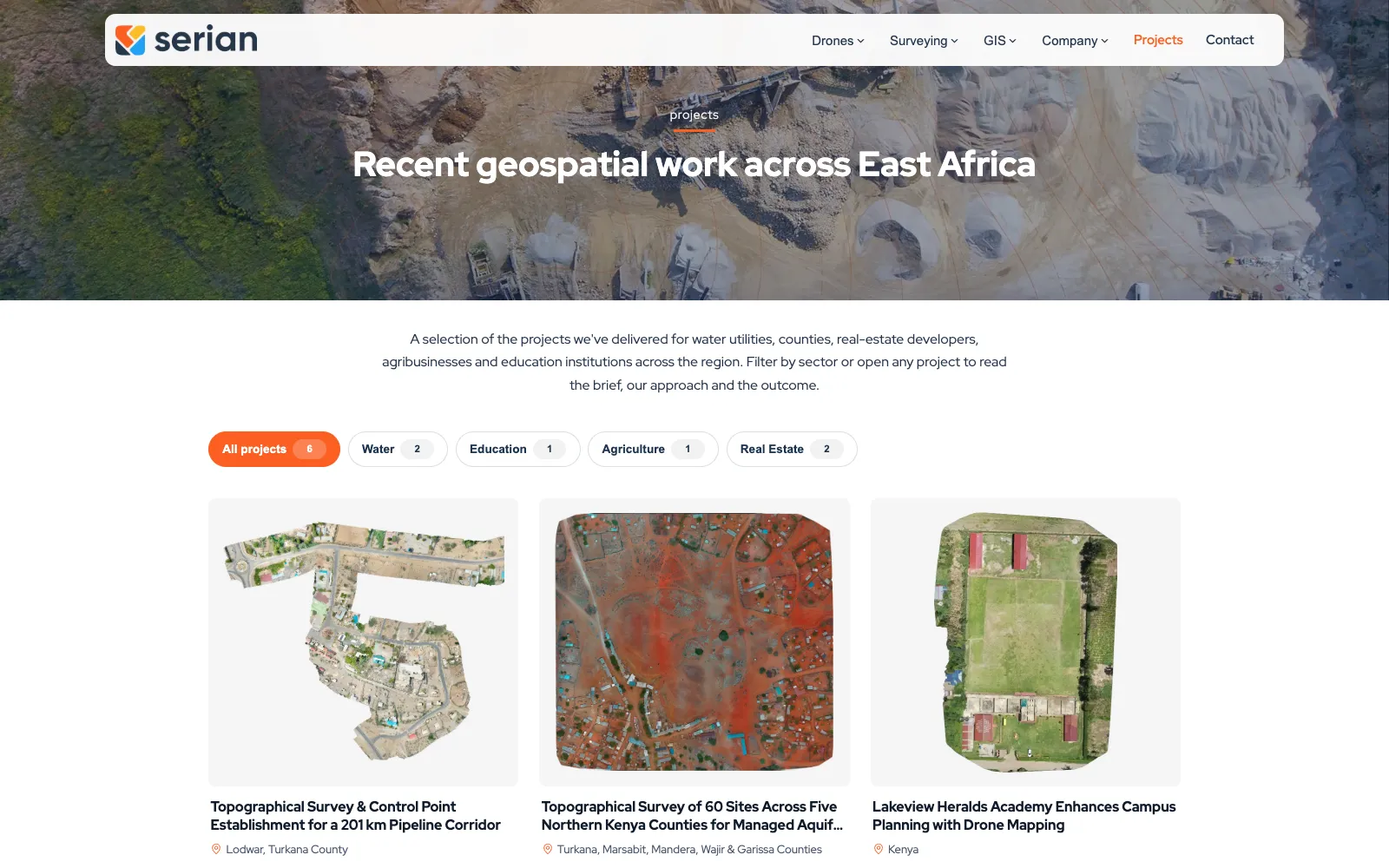 Projects page